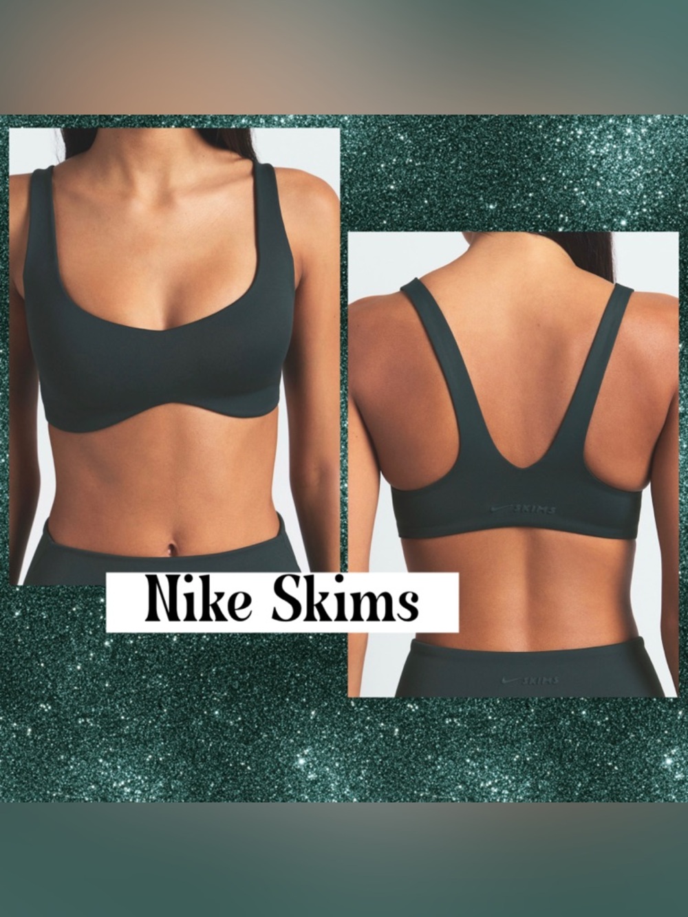 Nike Skims Matte Shaped Bottom Scoop Bra Dark Teal